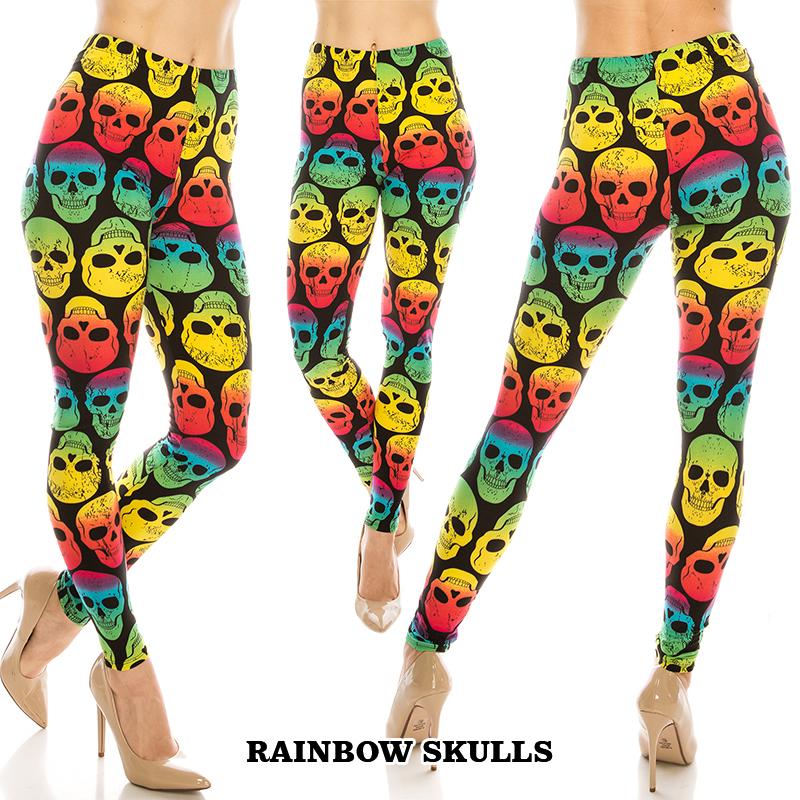 Halloween / Dia De Los Muertos Patterned Ultra Soft Leggings (Regular/Plus Size)