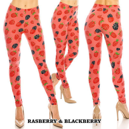 Food & Fruit Patterned Ultra Soft Leggings (Regular/Plus Size)