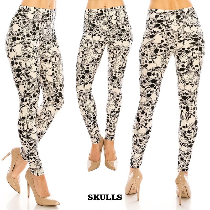 Halloween / Dia De Los Muertos Patterned Ultra Soft Leggings (Regular/Plus Size)