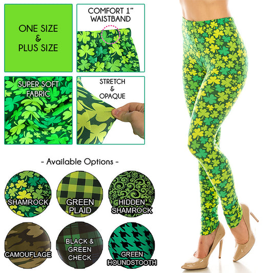 St. Patrick's Day Patterned Ultra Soft Leggings (Regular/Plus Size)