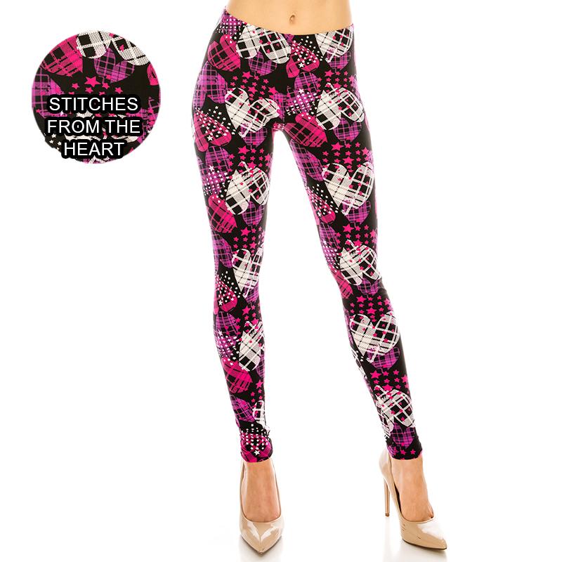 Soft Love and Hearts Patterned Ultra Soft Leggings (Regular/Plus Size)