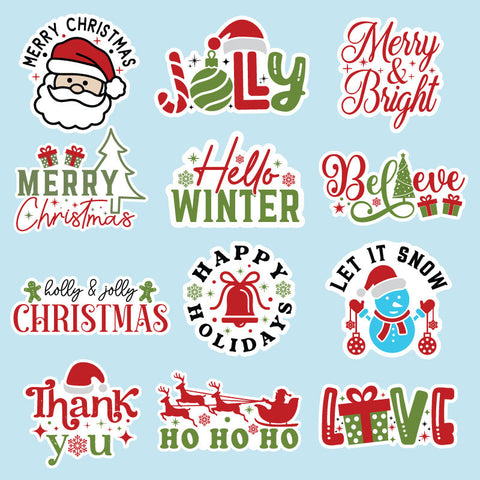 UV DTF Christmas Assorted Sticker Set (6" x 6")