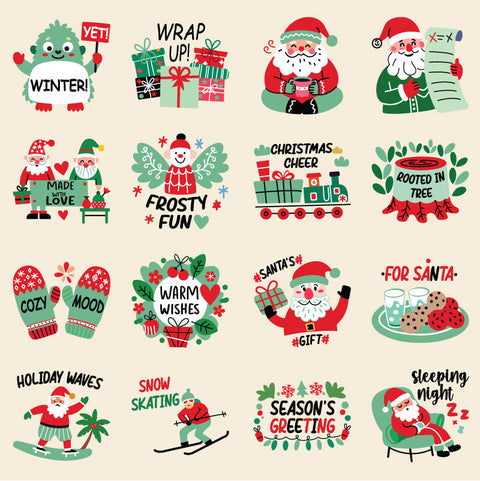 UV DTF Christmas Assorted Sticker Set (6" x 6")