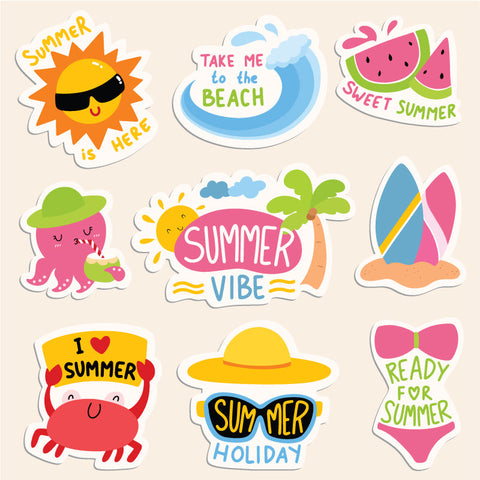 UV DTF Summer Assorted Sticker Set (6" x 6")
