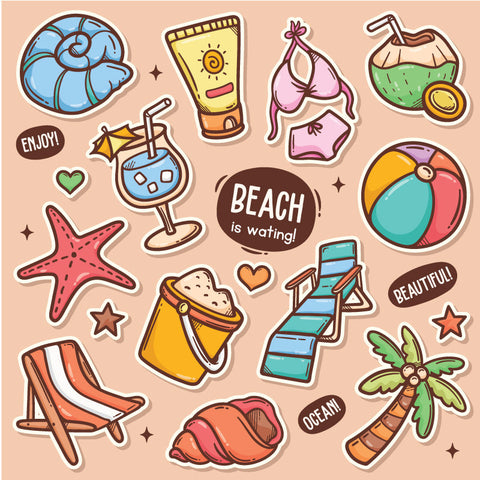 UV DTF Summer Assorted Sticker Set (6" x 6")