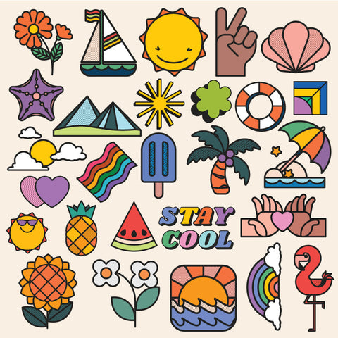 UV DTF Summer Assorted Sticker Set (6" x 6")