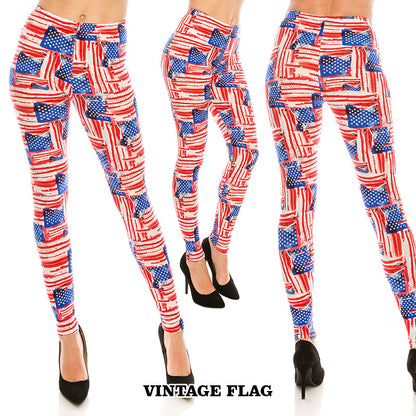 USA Patterned Ultra Soft Leggings (Regular/Plus Size)