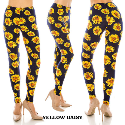 Floral Patterned Ultra Soft Leggings (Regular/Plus Size)