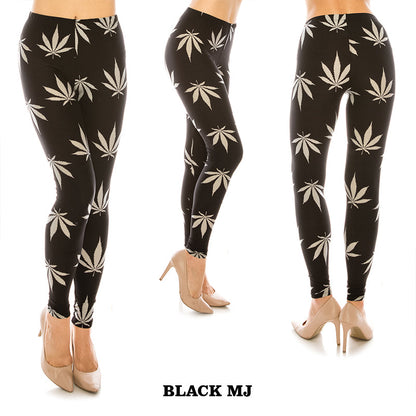 Floral Patterned Ultra Soft Leggings (Regular/Plus Size)