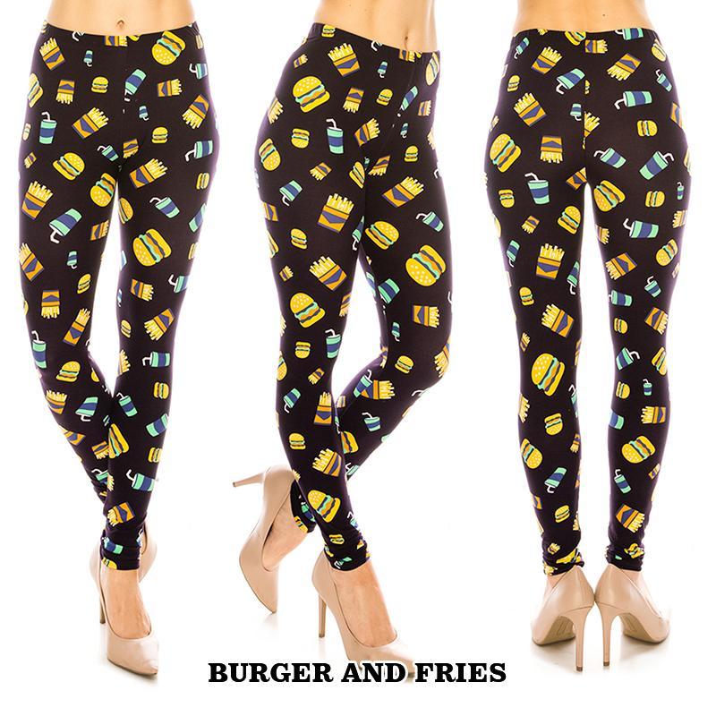 Food & Fruit Patterned Ultra Soft Leggings (Regular/Plus Size)