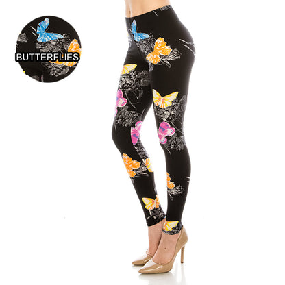 Floral Patterned Ultra Soft Leggings (Regular/Plus Size)