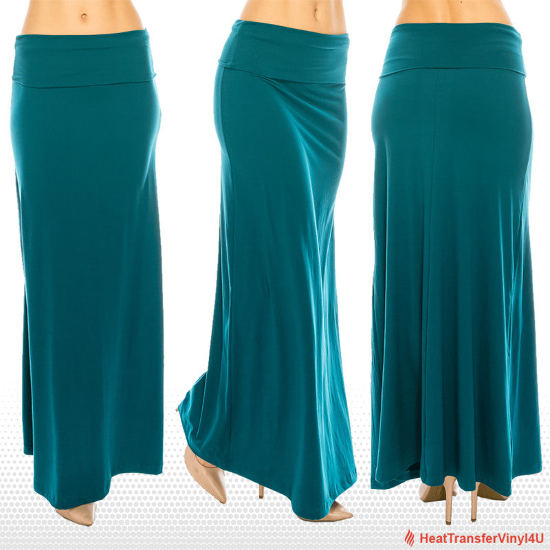 Solid Color Fold Over Maxi Skirt