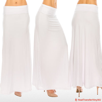 Solid Color Fold Over Maxi Skirt