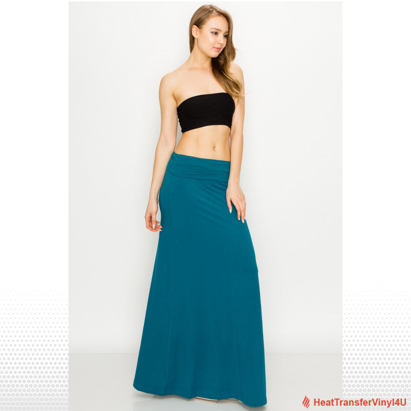 Solid Color Fold Over Maxi Skirt