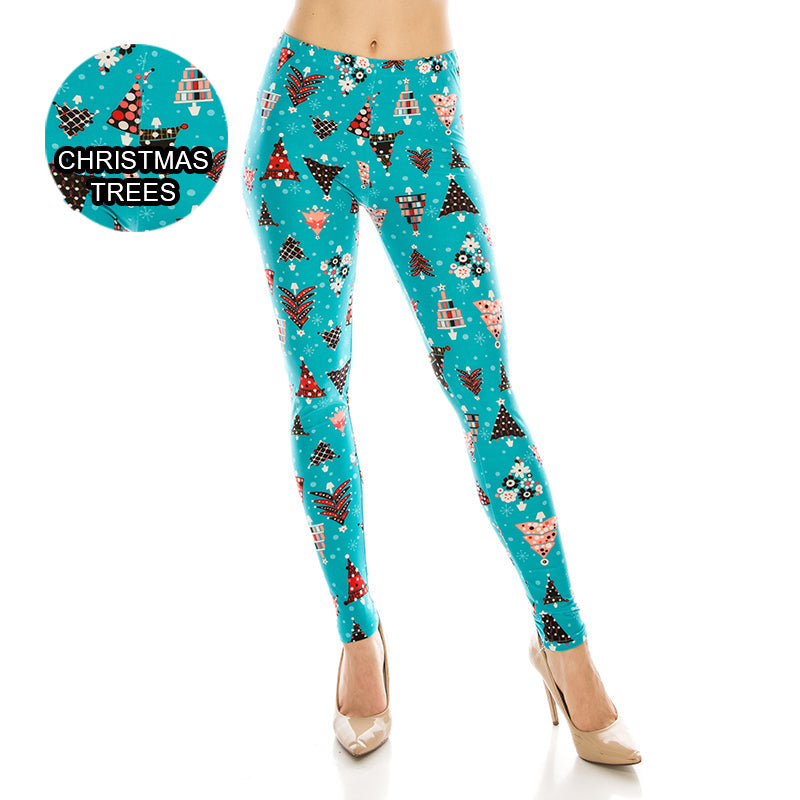 Christmas Patterned Ultra Soft Leggings (Regular/Plus Size)