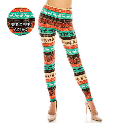 Christmas Patterned Ultra Soft Leggings (Regular/Plus Size)