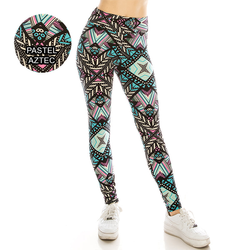 Patterned High Waist Yoga Ultra Soft Leggings (Regular/Plus Size)