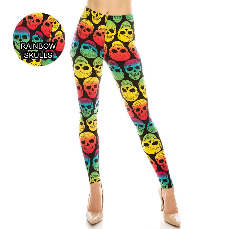 Halloween / Dia De Los Muertos Patterned Ultra Soft Leggings (Regular/Plus Size)