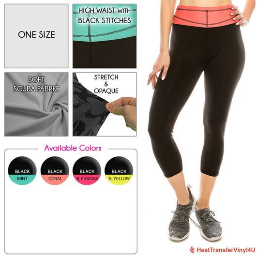 High Waist Scuba Fabric Yoga Capri Leggings