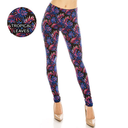 Floral Patterned Ultra Soft Leggings (Regular/Plus Size)